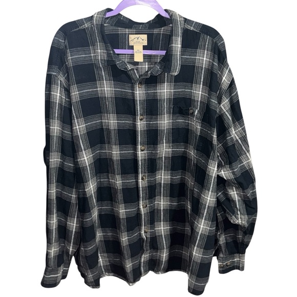 Blue Mountain Other - Men’s Blue Mountain 4XL Grey Plaid Flannel Button Up Collared Shirt